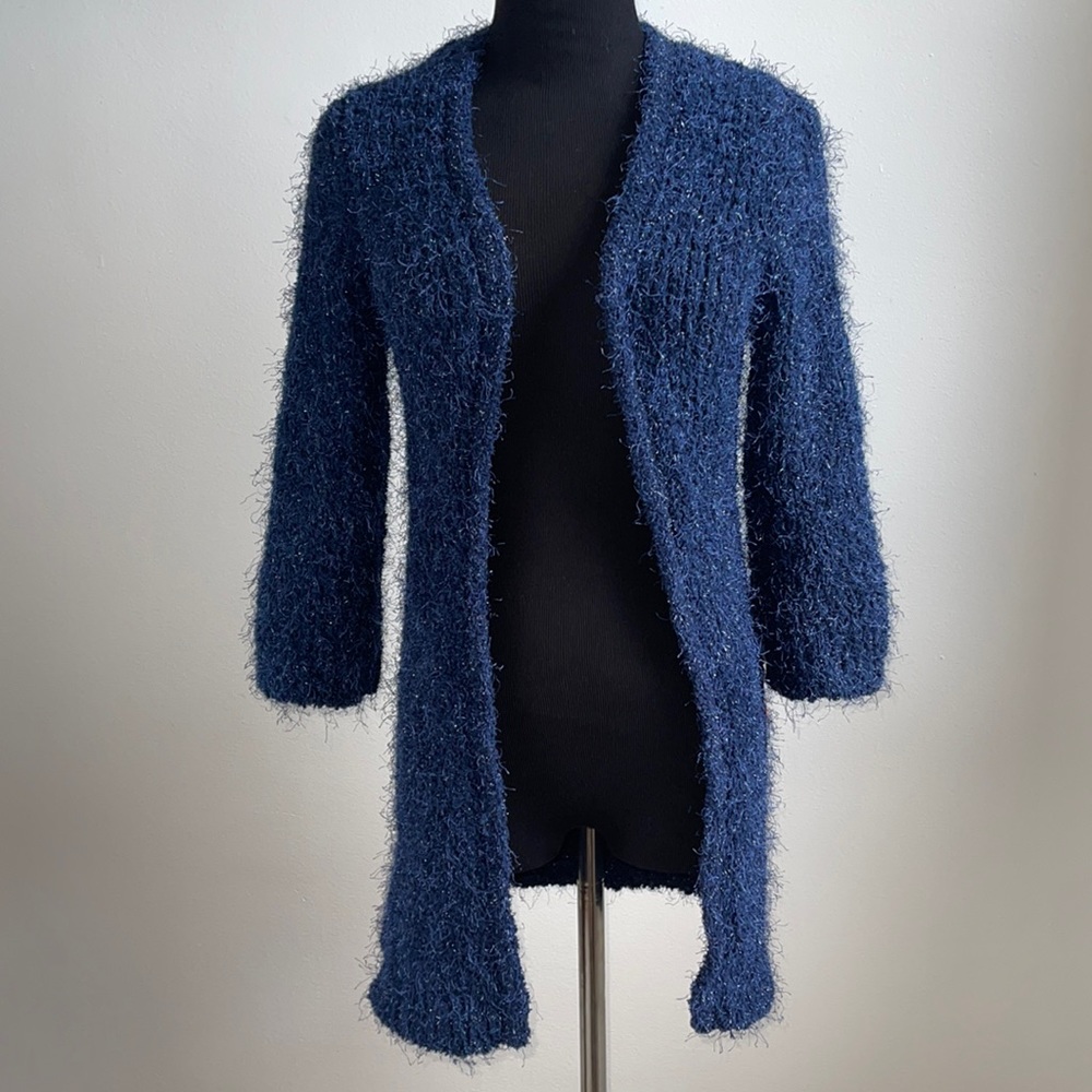 Zara navy eye lash fluffy cardigan